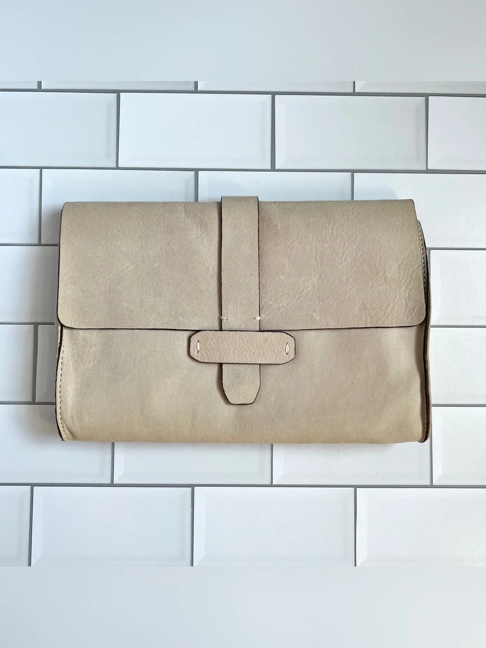 GAP 🤎 Leather Genuine Suede Tan Clutch Fold over Purse